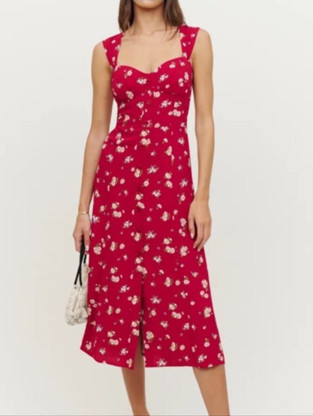 Reformation Taylor Red Floral Classic Dress Size 2